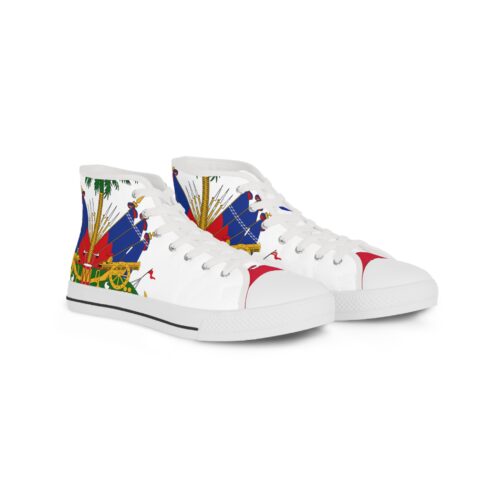 Haiti Coat of Arms High-Top Sneakers — Patriotic Men’s Canvas Shoes